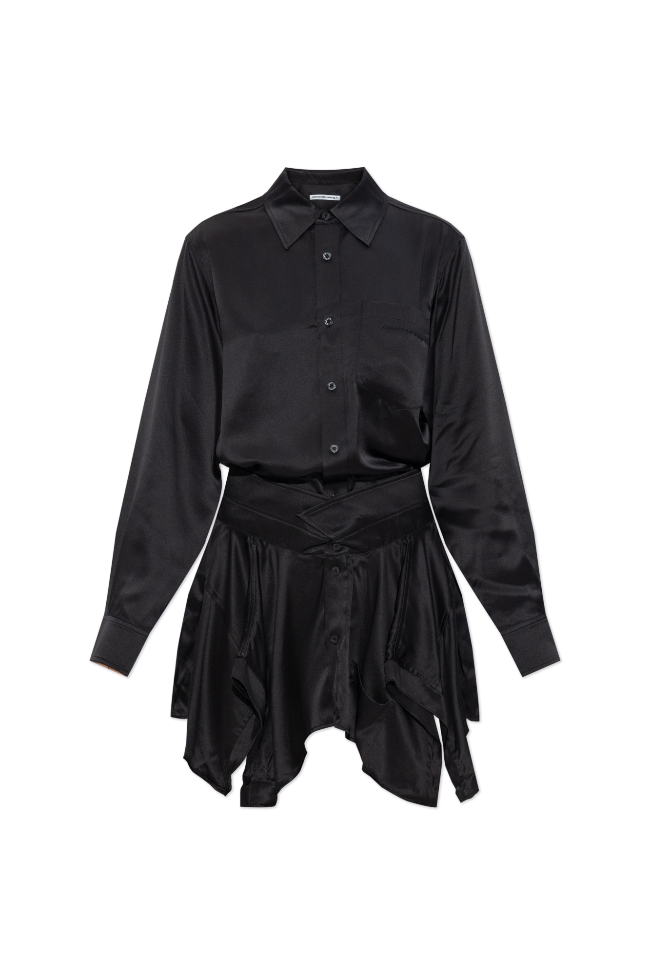 Black Silk dress with asymmetric hem T by Alexander Wang